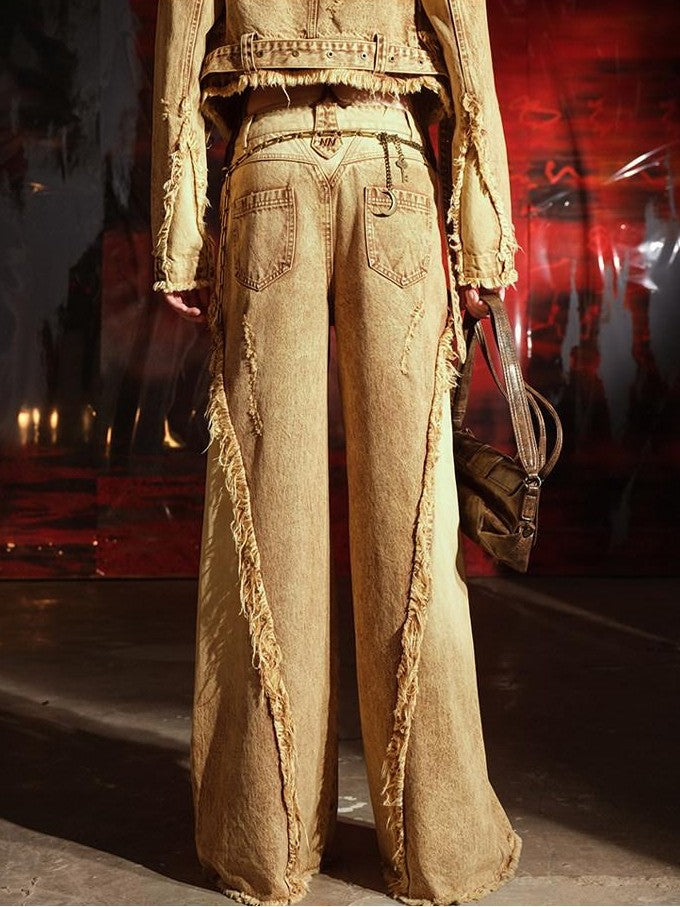 NORTH NODE Heavywork Cropped Jacket Wide Leg Pants Women&