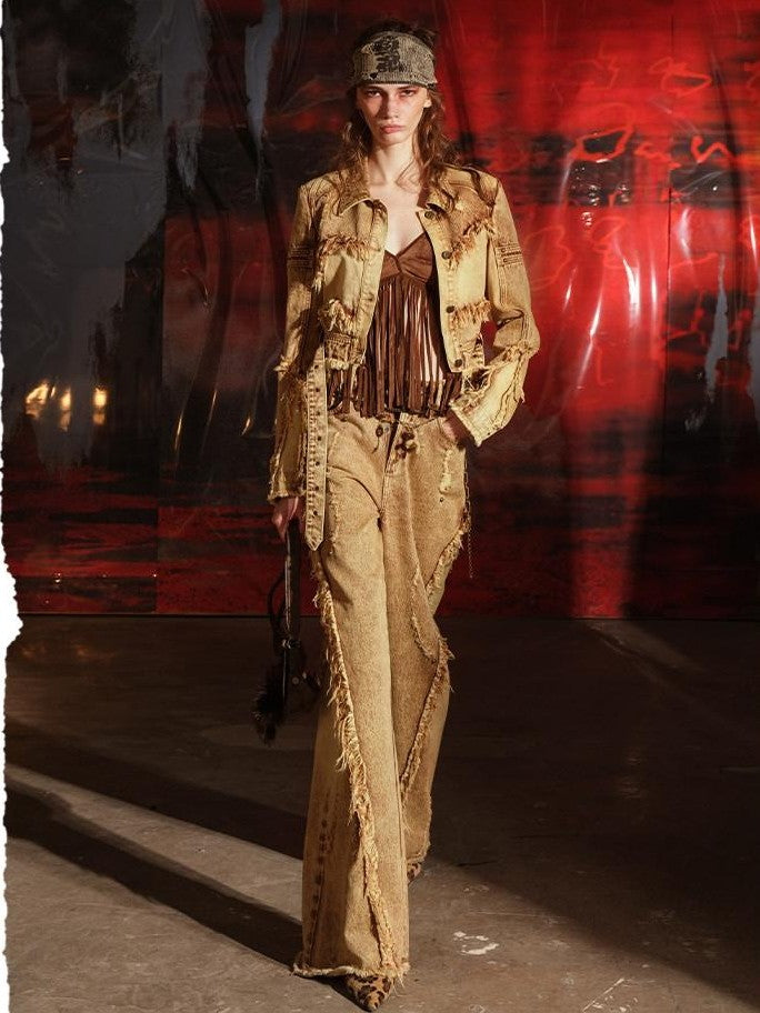 NORTH NODE Heavywork Cropped Jacket Wide Leg Pants Women&