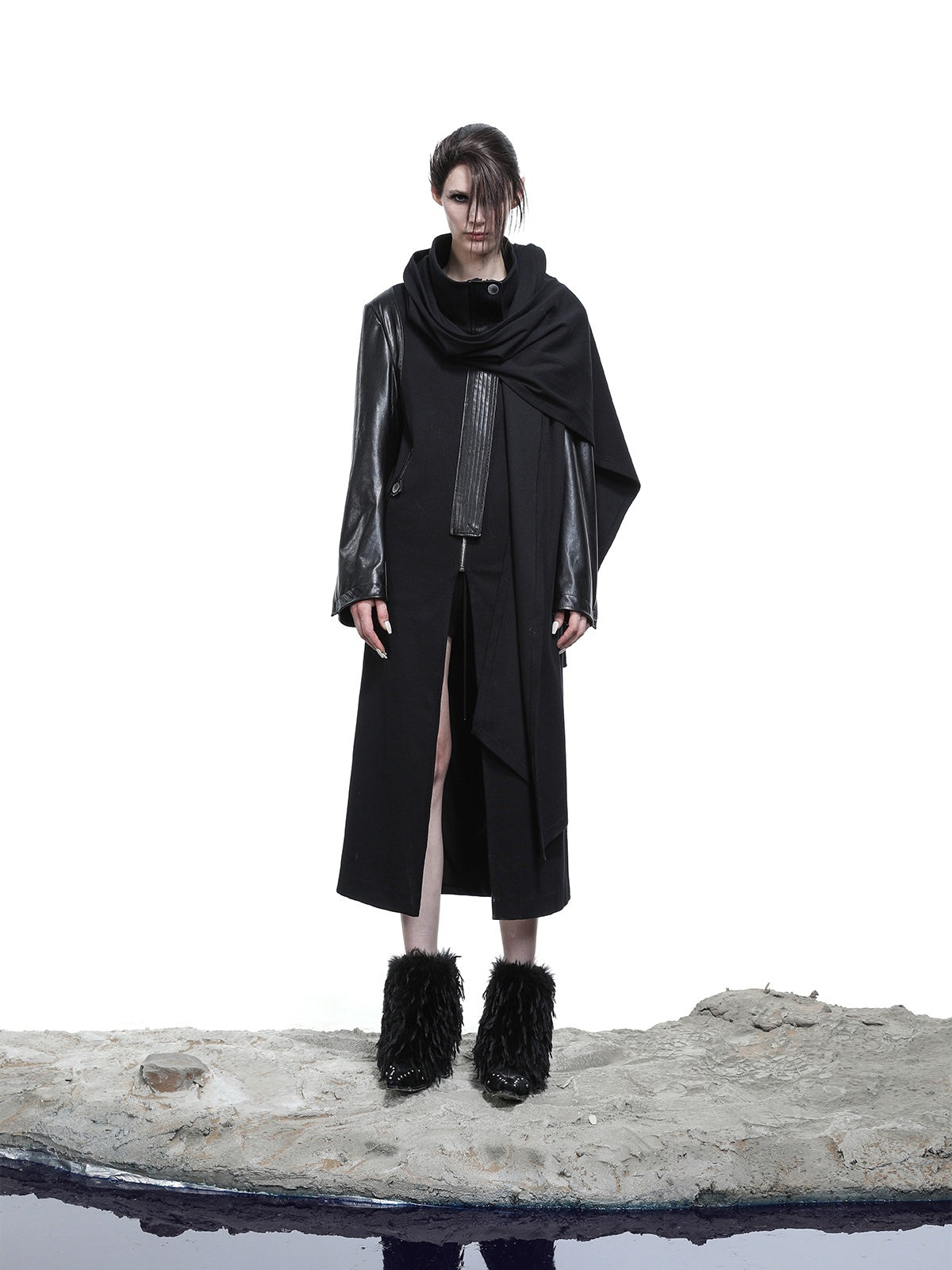 NORTH_NODE_High_Collar_Patchwork_Pu_Texture_Women&