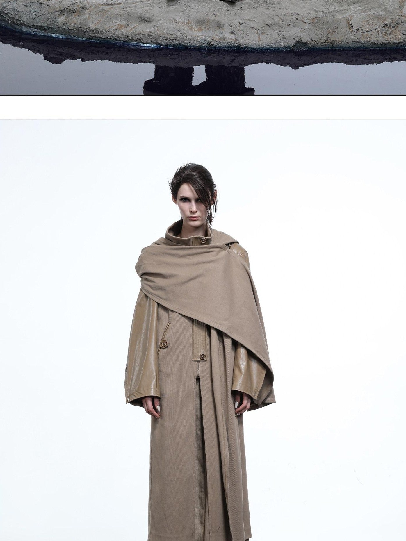 NORTH NODE High Collar Patchwork Pu Texture Women&