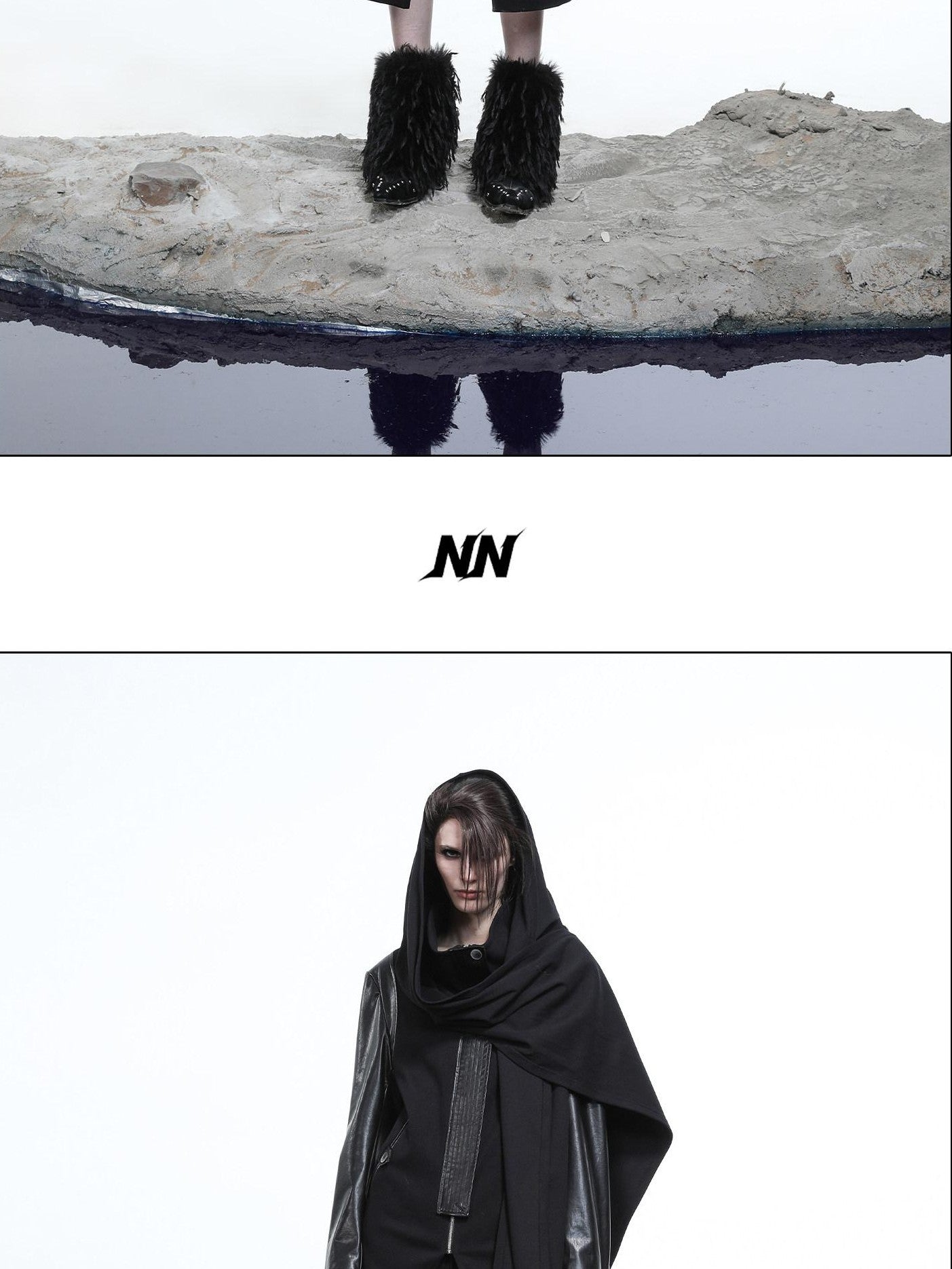 NORTH NODE High Collar Patchwork Pu Texture Women&