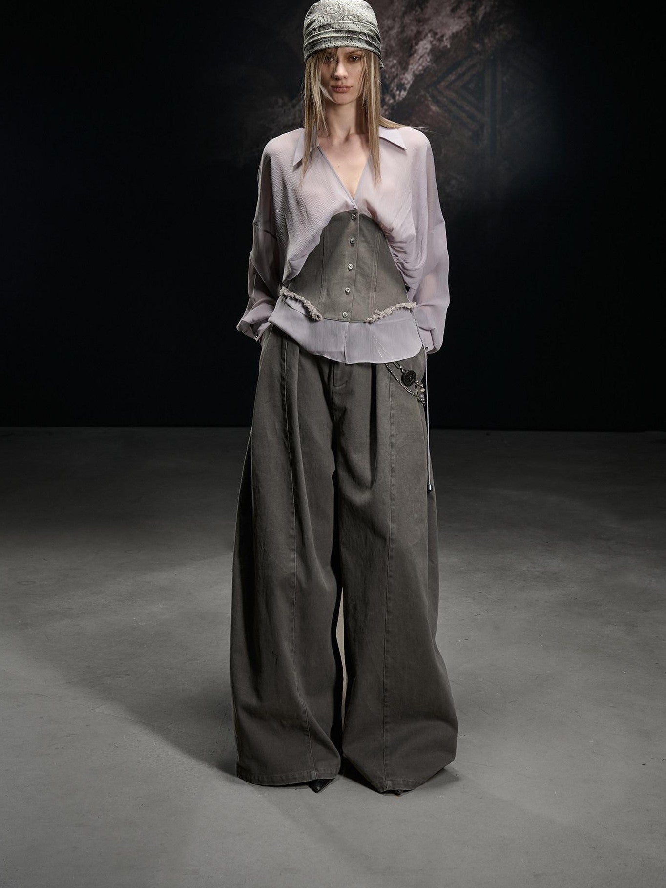 NORTH NODE Khaki Splice Cinched Waist V-neck Slim Women&
