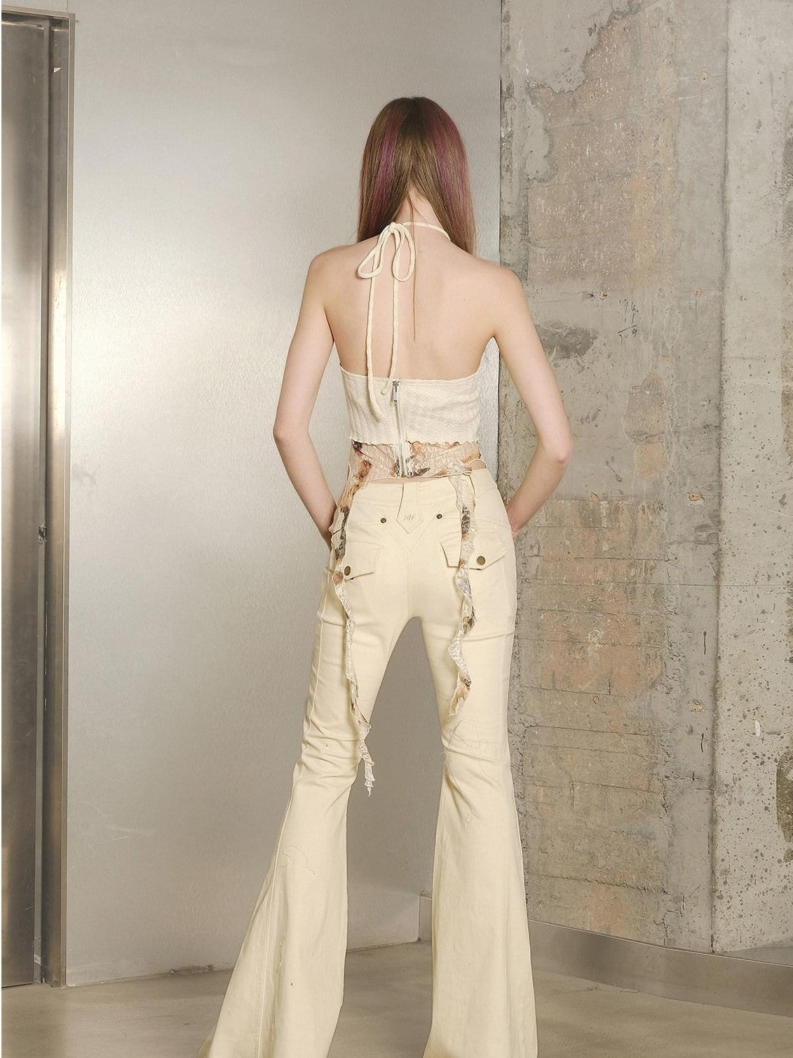 NORTH NODE Lace Burnout Patchwork Open Back Women&