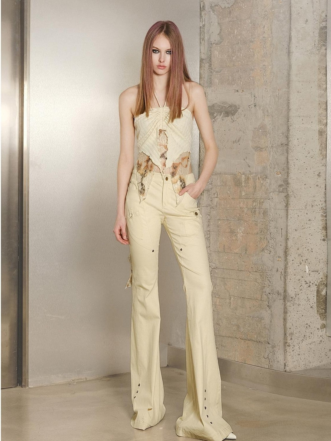 NORTH NODE Lace Burnout Patchwork Open Back Women&