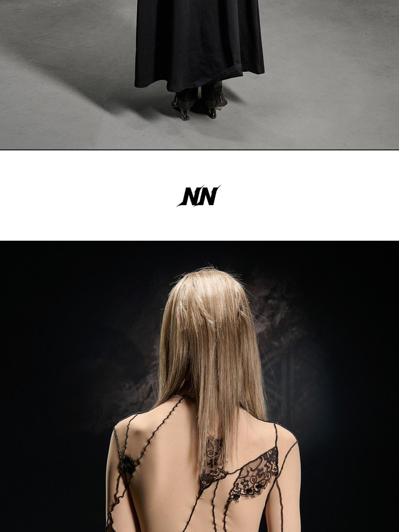 NORTH NODE Lace Mesh Spliced Long Sleeve Fitted Women&