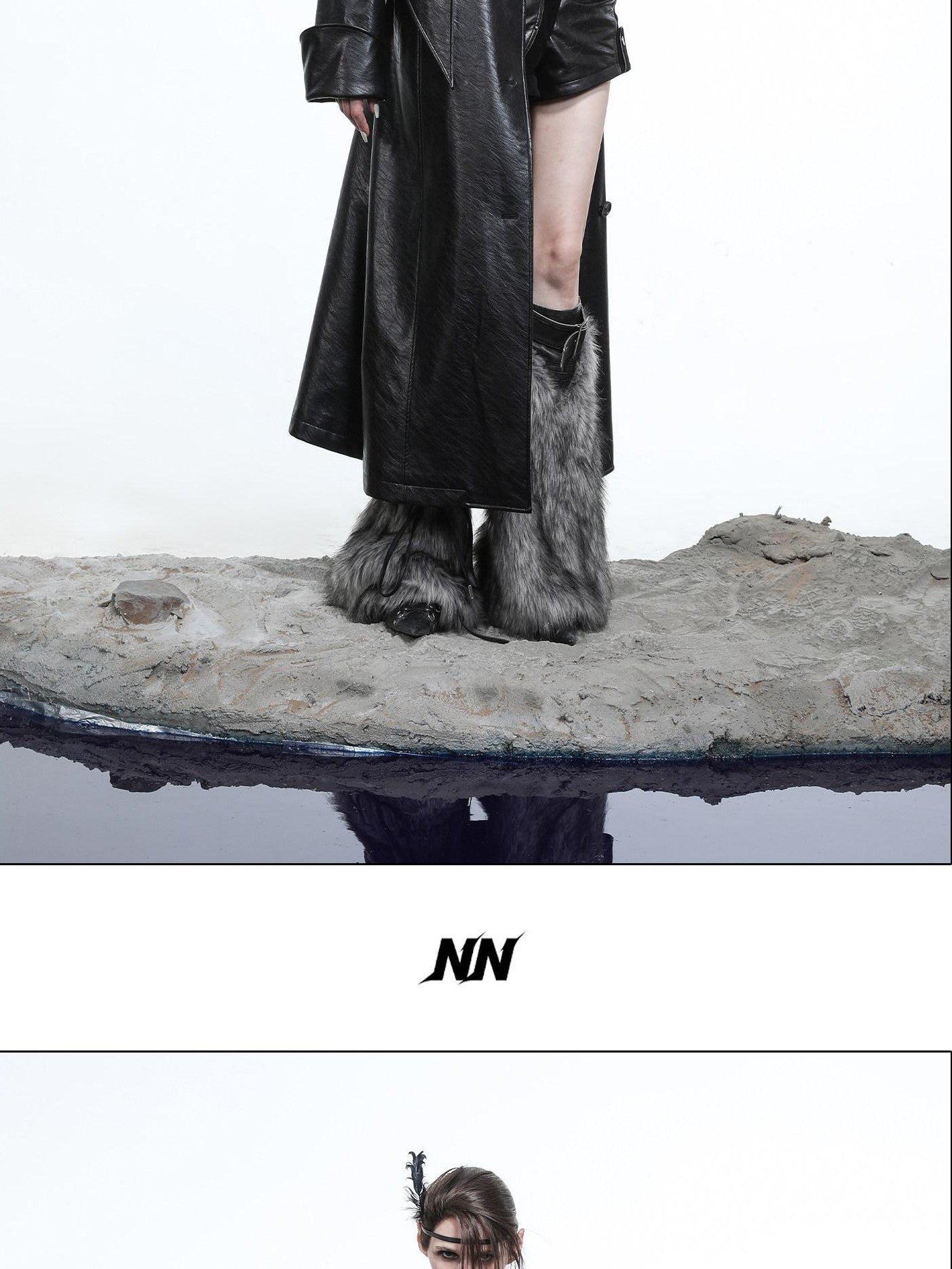 NORTH NODE Lacquered Detachable Waist Belt Pockets Blazer Collar Women&