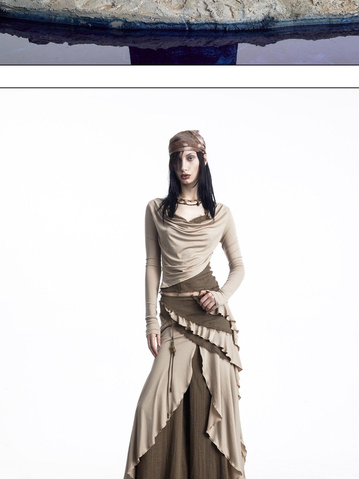NORTH NODE Layered Patchwork Ruffle Knit Women&