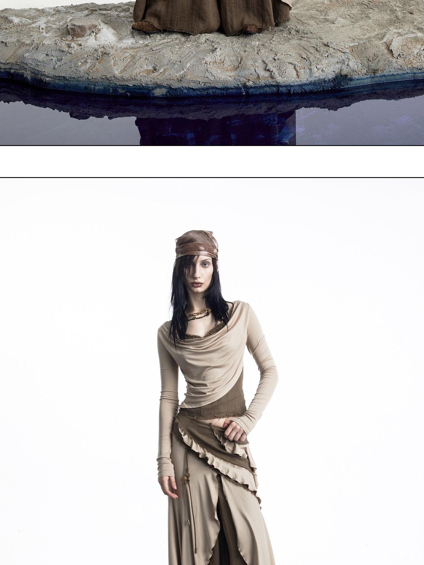 NORTH NODE Layered Patchwork Ruffle Knit Women&