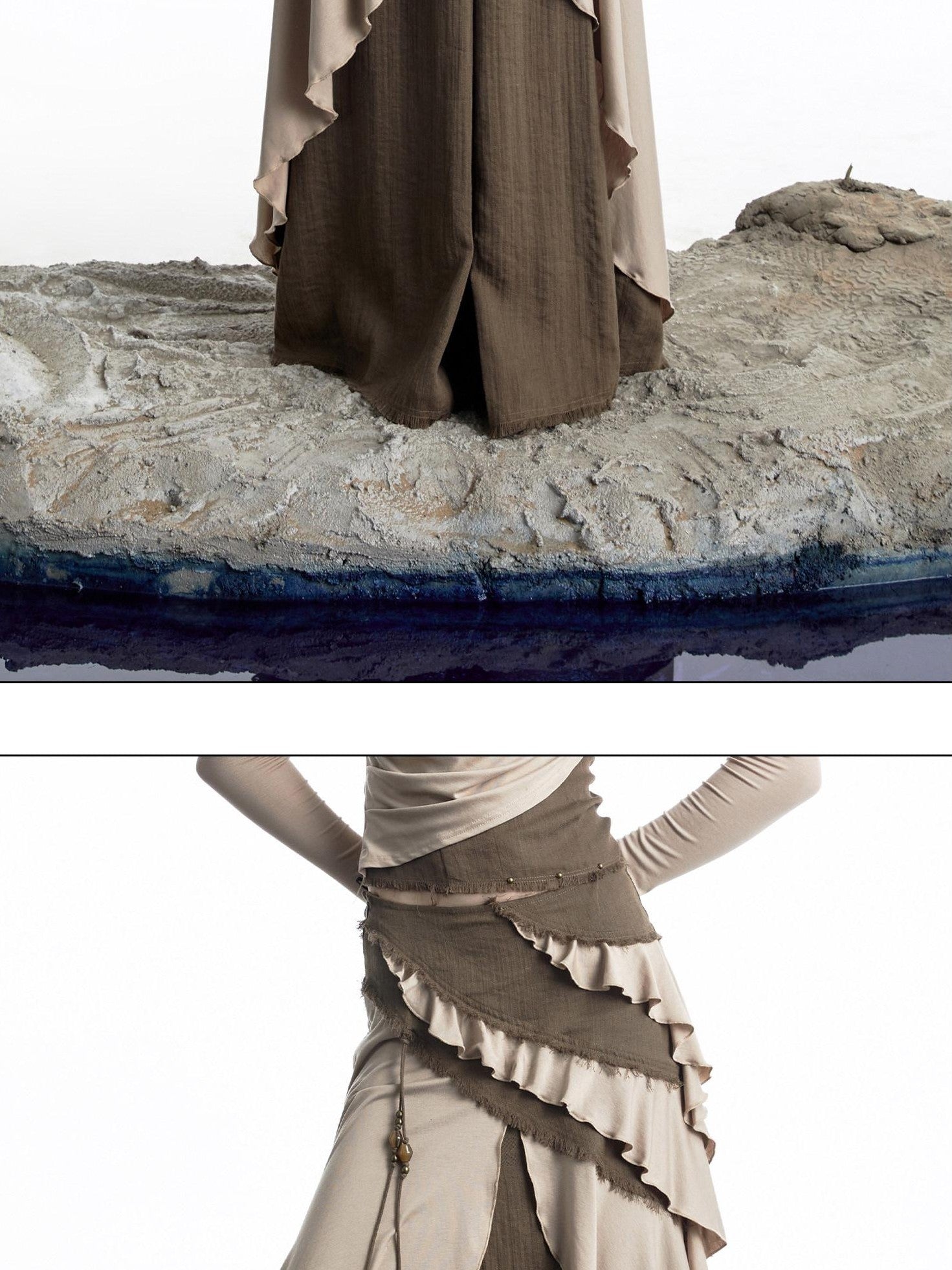 NORTH NODE Layered Patchwork Ruffle Knit Women&