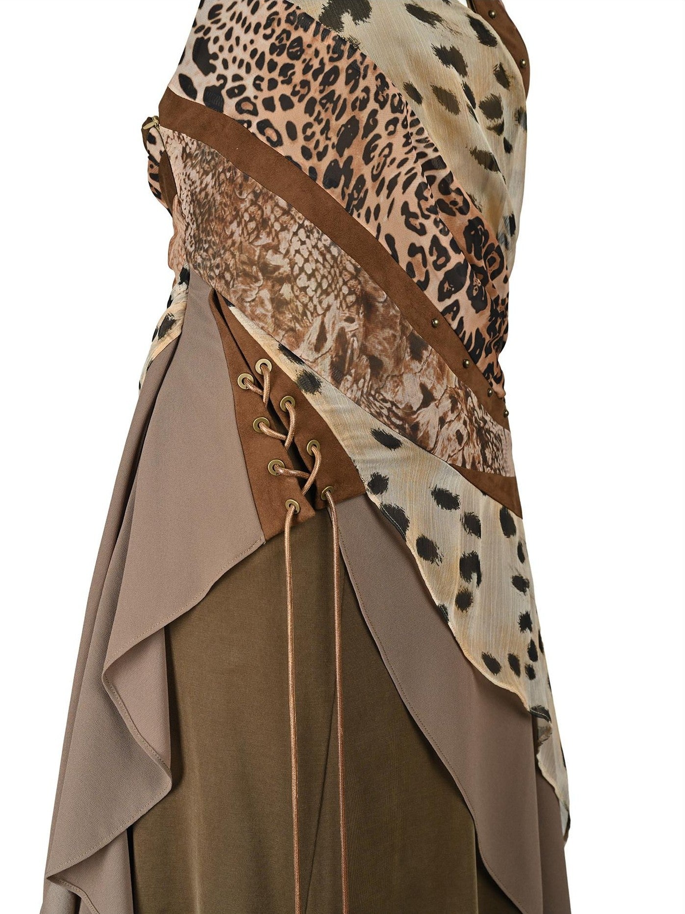 NORTH NODE Leopard Patchwork Ruffle Women&