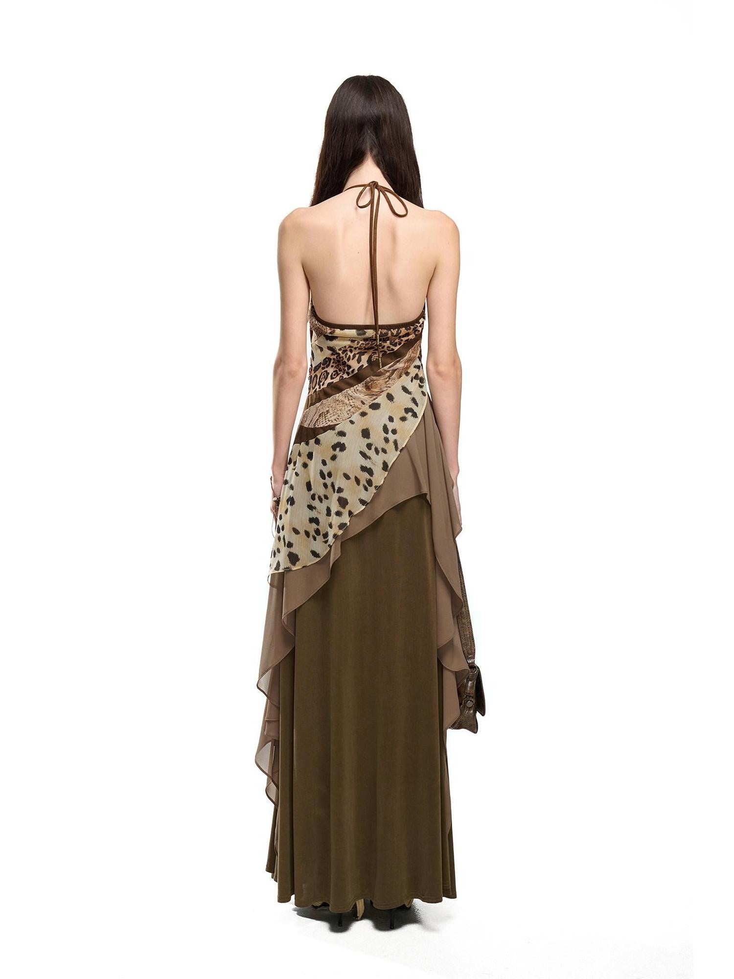 NORTH NODE Leopard Patchwork Ruffle Women&