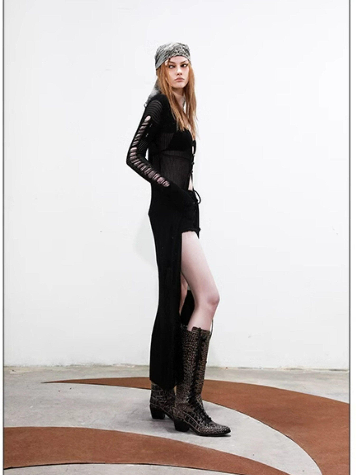 NORTH NODE Longline Open Front Knit Sweater Long Length Women&