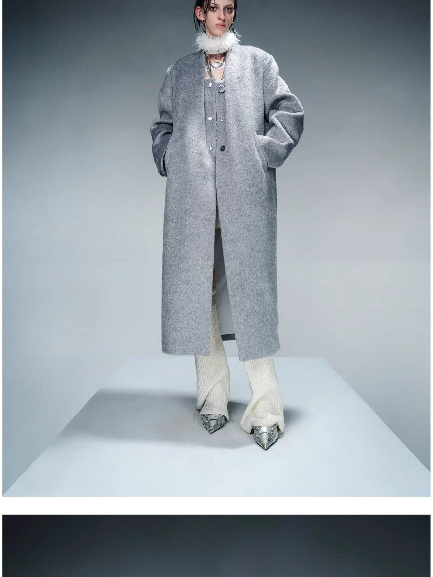 NORTH NODE Minimalist Single Breasted Mid Length Women&