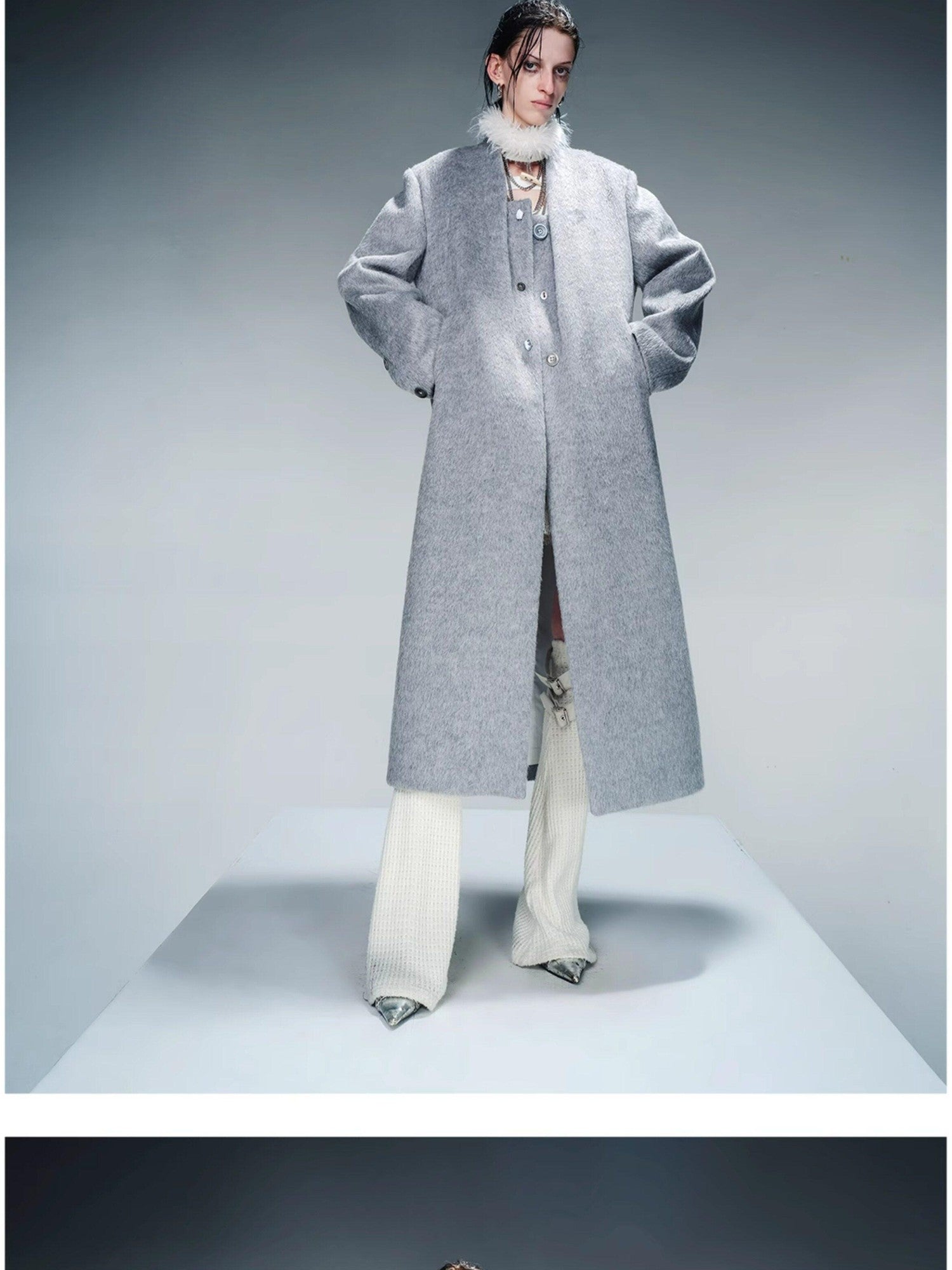 NORTH NODE Minimalist Single Breasted Mid Length Women&