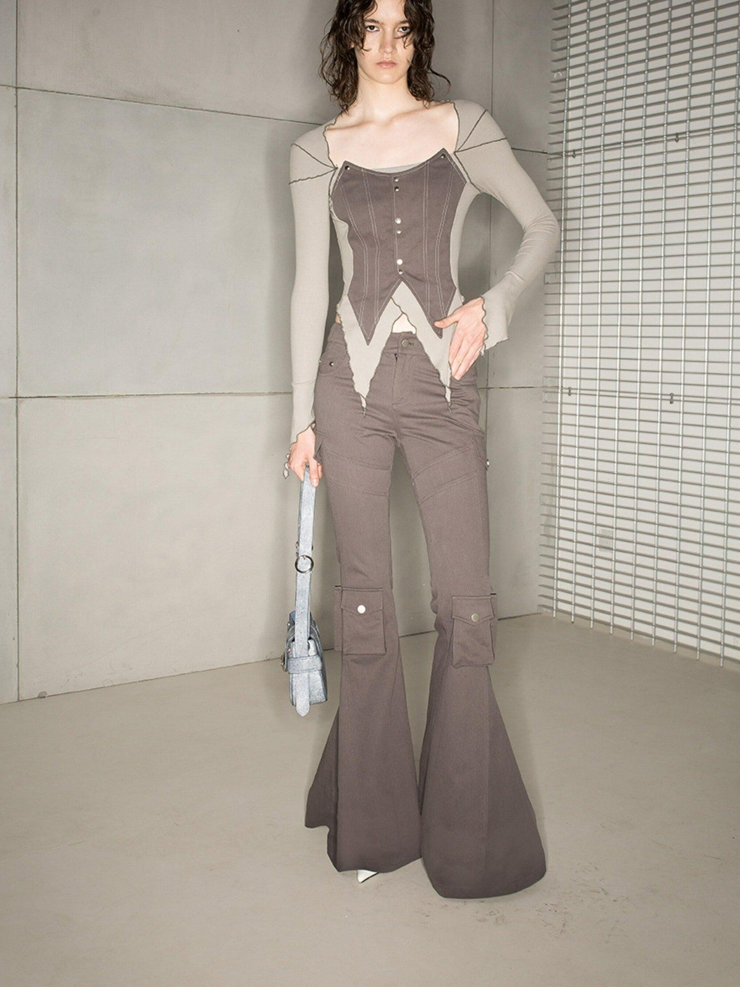 NORTH NODE Multi Pocket Cargo Style Utility Micro Flare Women&