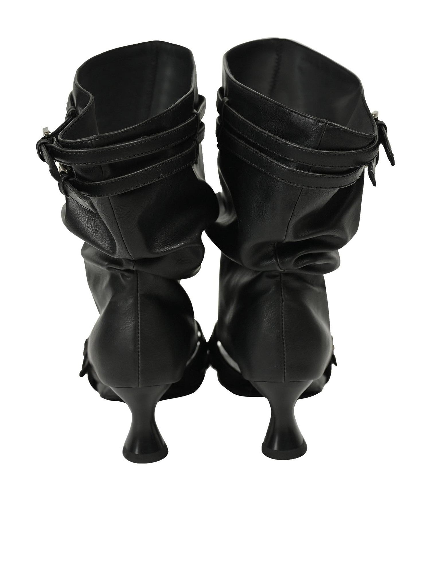 NORTH NODE Open Toe Ruched Cuff Slouchy Shaft High Heel Women&