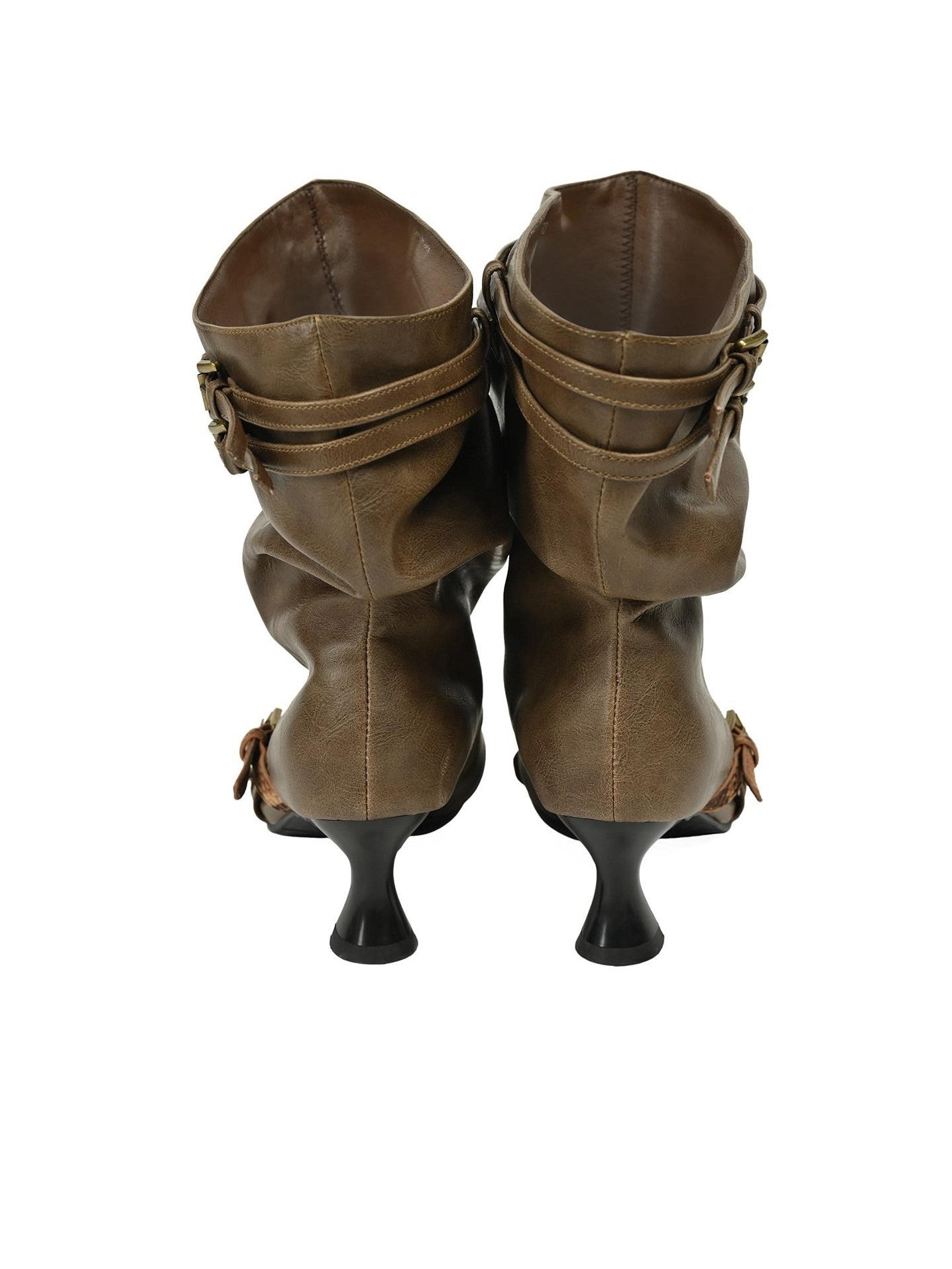 NORTH NODE Open Toe Ruched Cuff Slouchy Shaft High Heel Women&