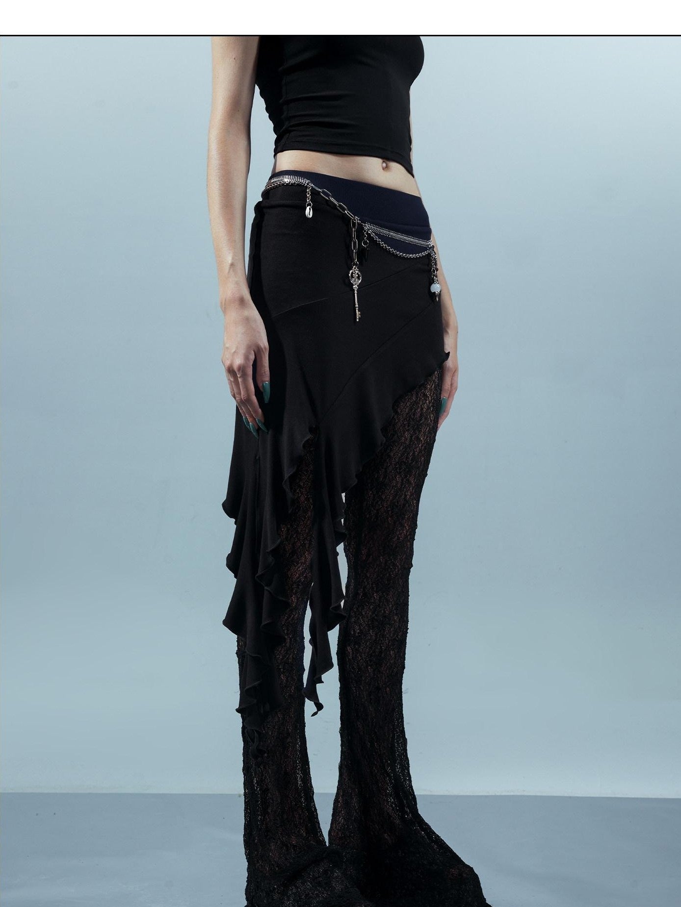 NORTH NODE Patchwork Lace Skort Slimming Micro Flare Women&