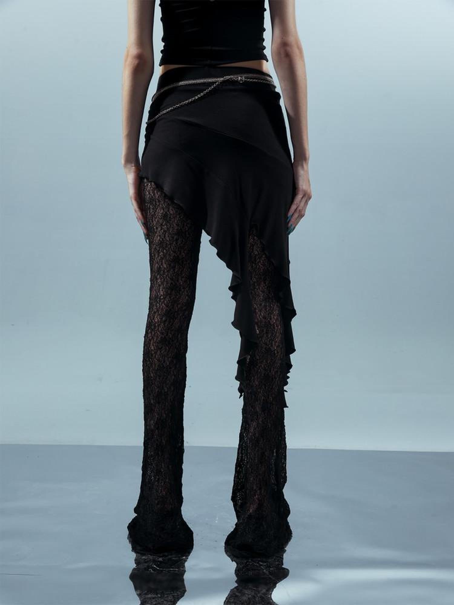 NORTH NODE Patchwork Lace Skort Slimming Micro Flare Women&