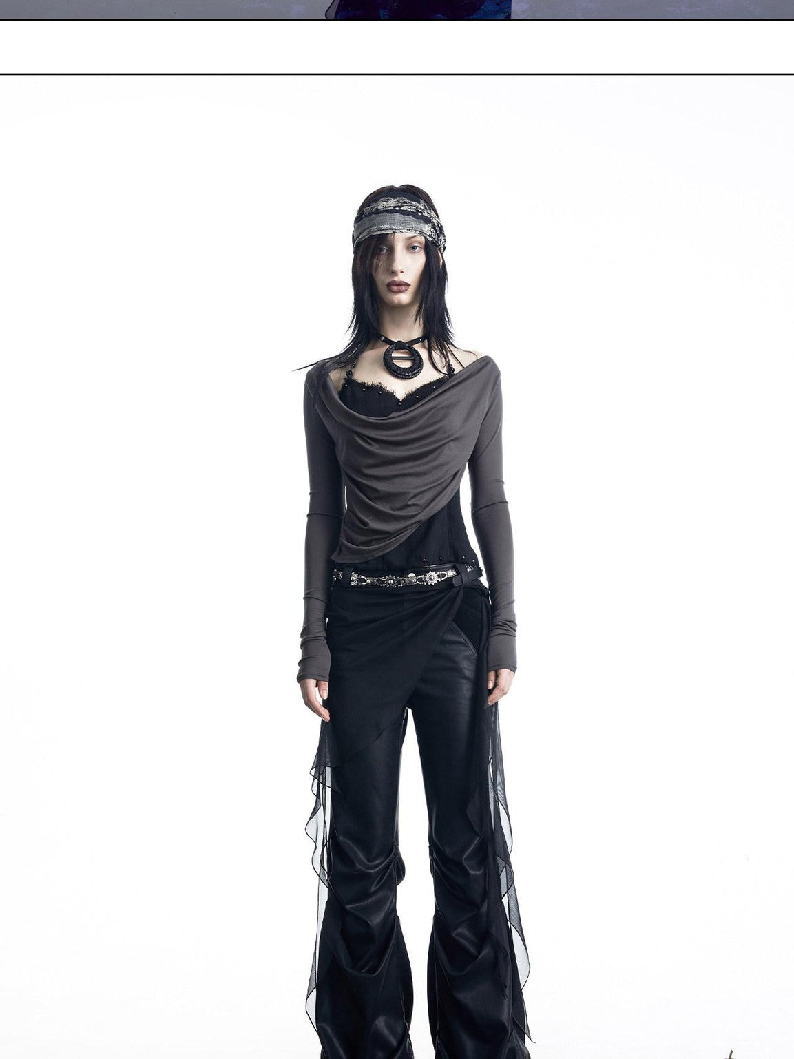 NORTH NODE Patchwork Layered Draped Halter Women&