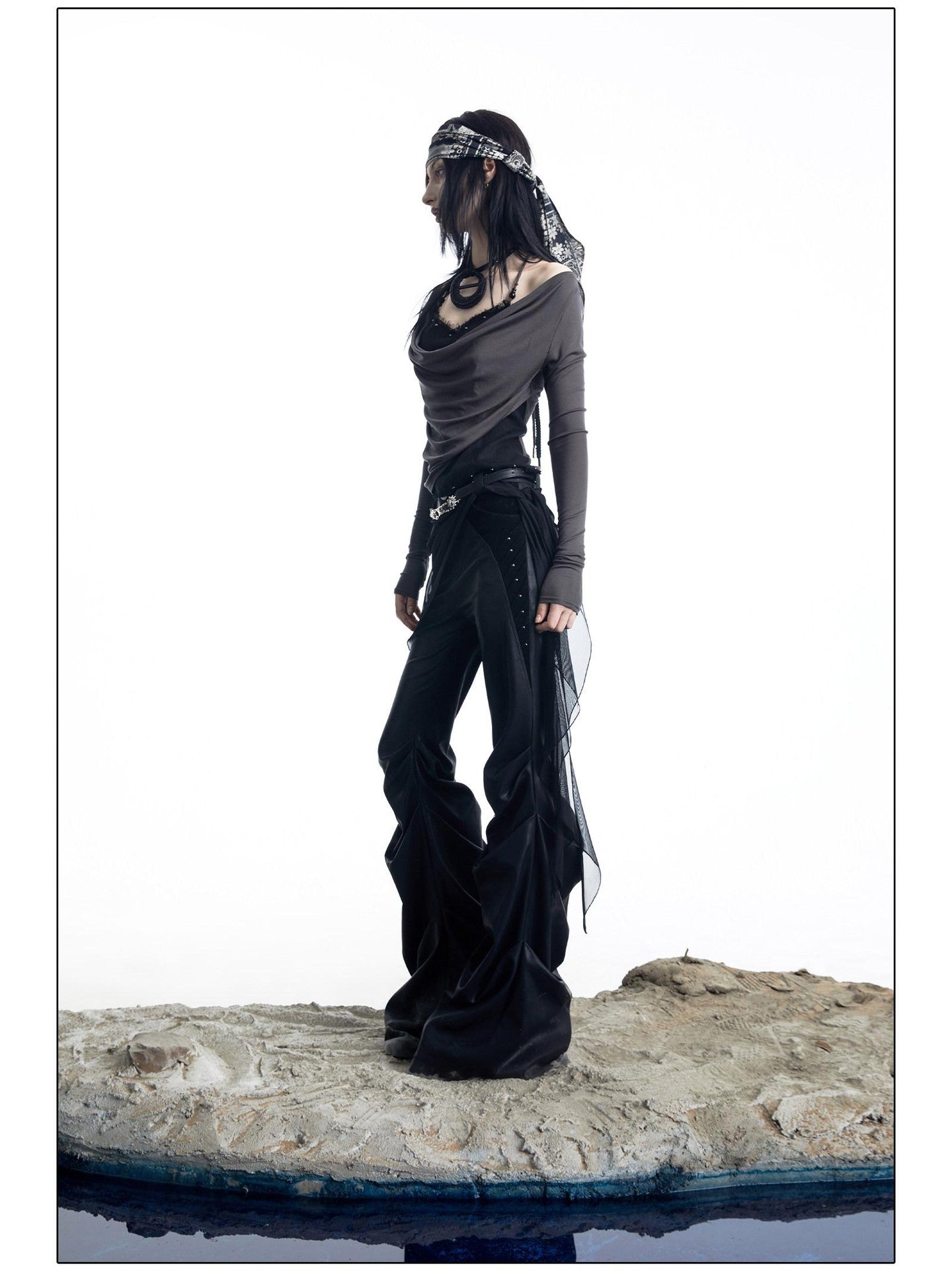 NORTH NODE Patchwork Layered Draped Halter Women&