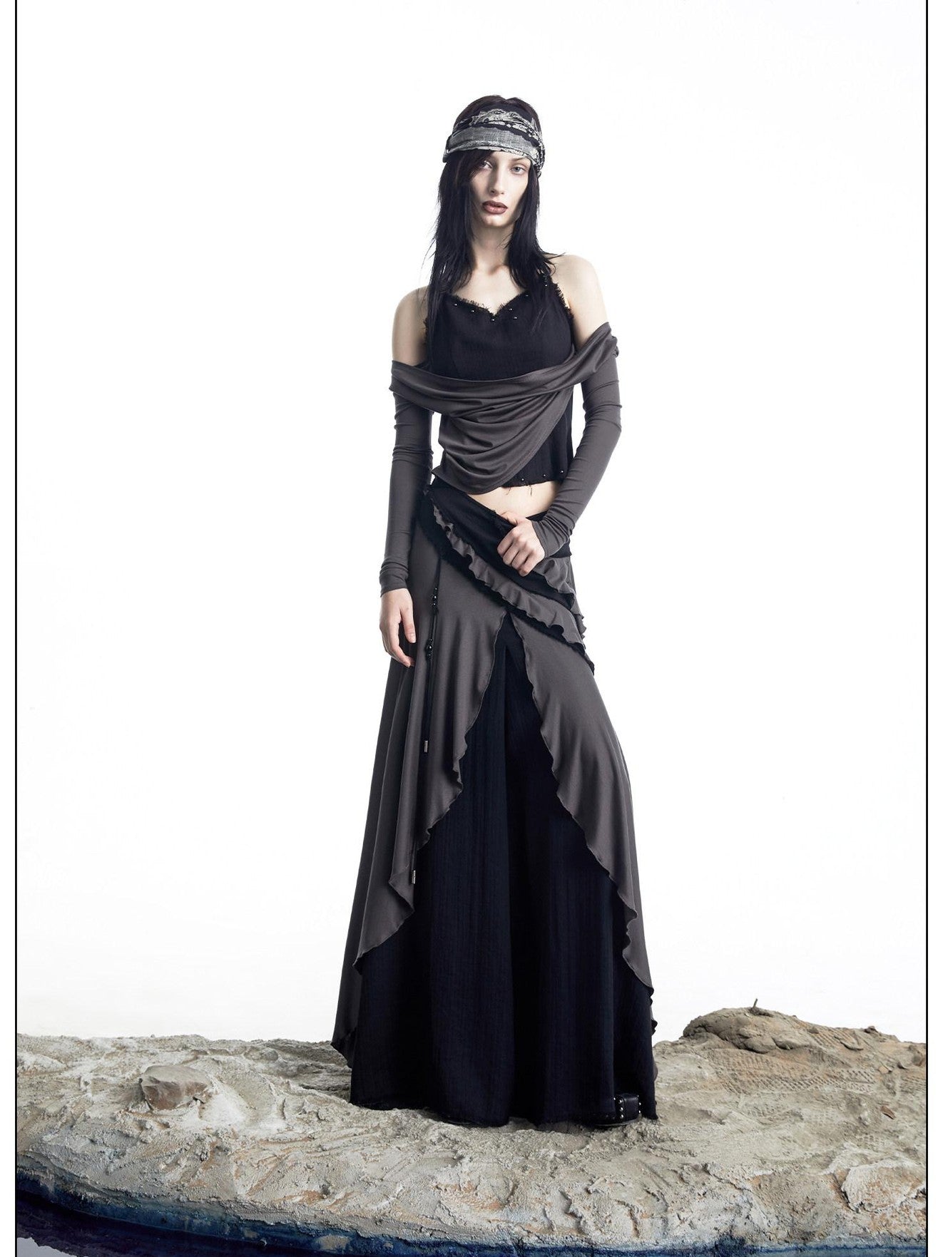 NORTH NODE Patchwork Layered Draped Halter Women&