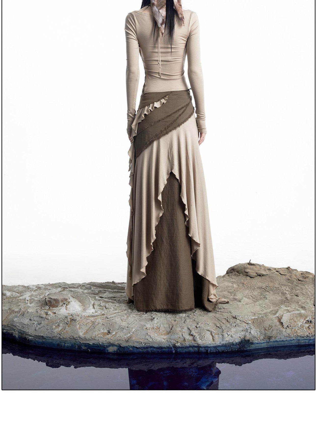 NORTH NODE Patchwork Layered Draped Halter Women&