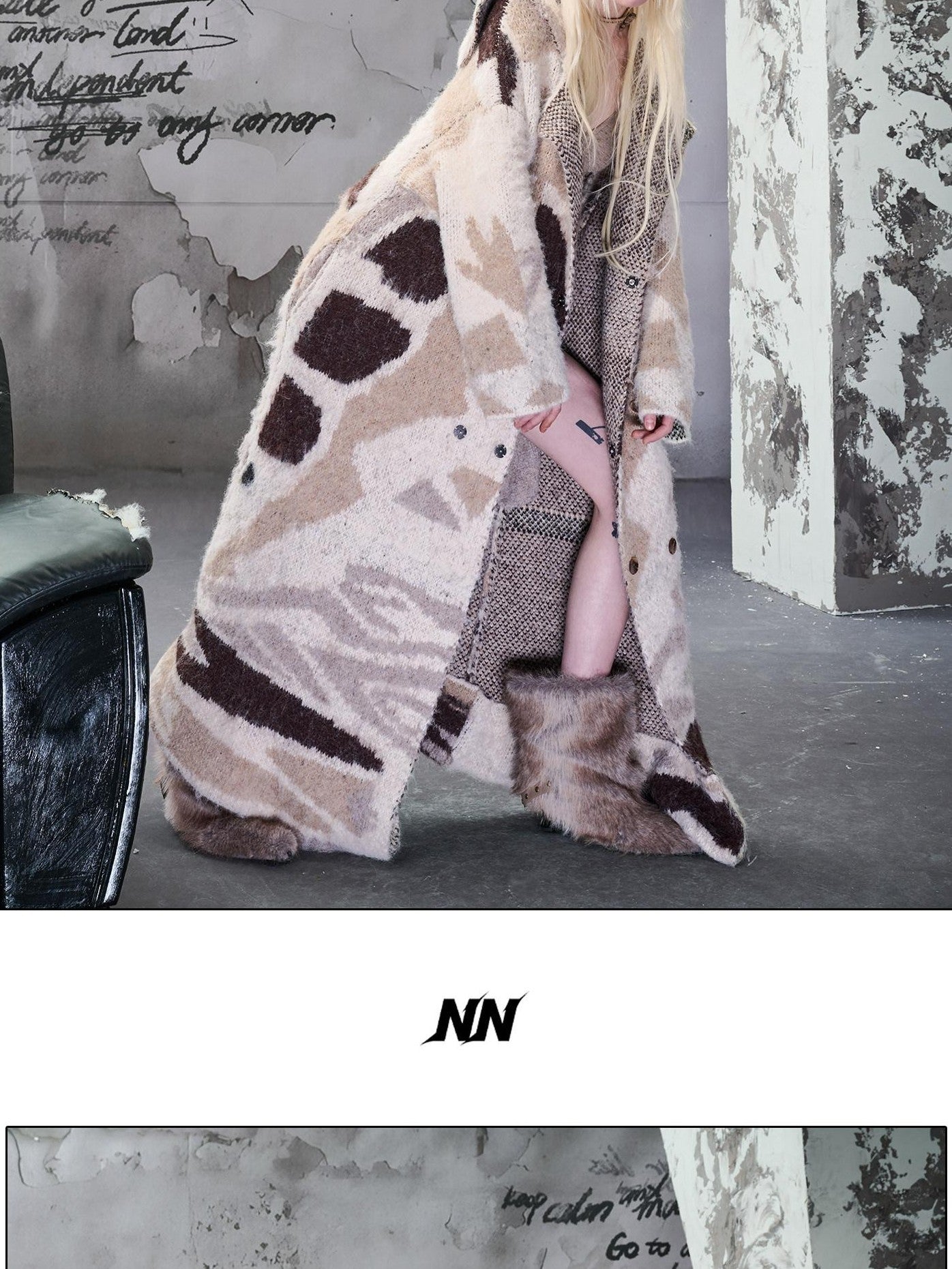 NORTH NODE Patterned Jacquard Reversible Knit Cardigan Women&