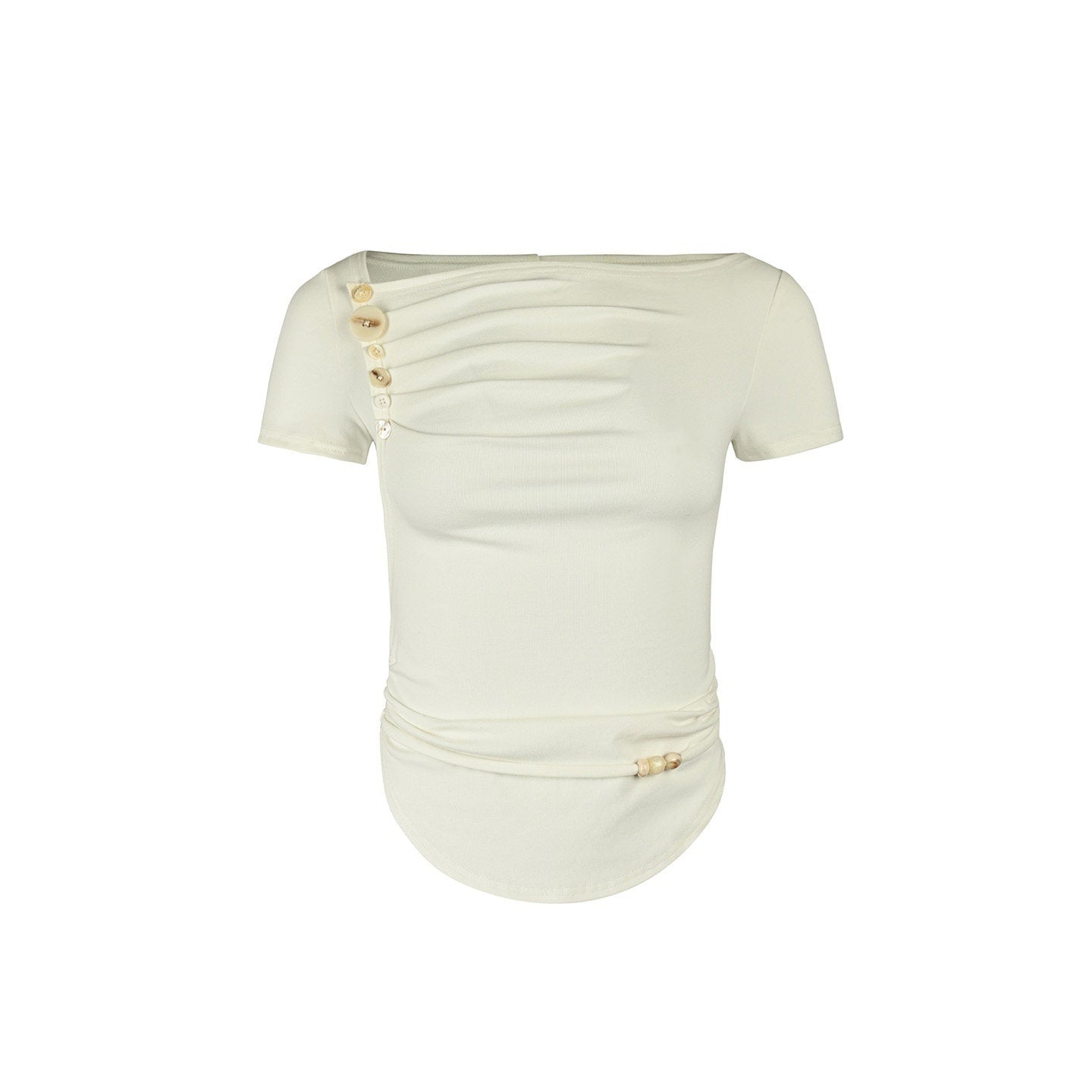 NORTH_NODE_Pebble_Print_Asymmetric_Ruched_Beaded_Button_Women&