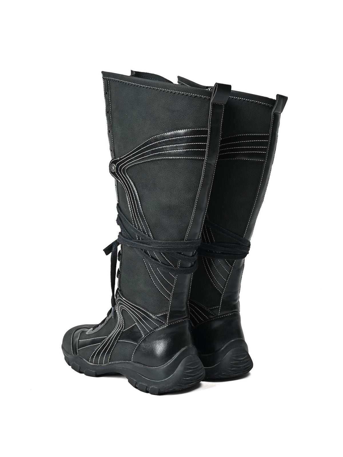 NORTH NODE Pointed Toe Lace Up Panelled Synthetic Leather Women&