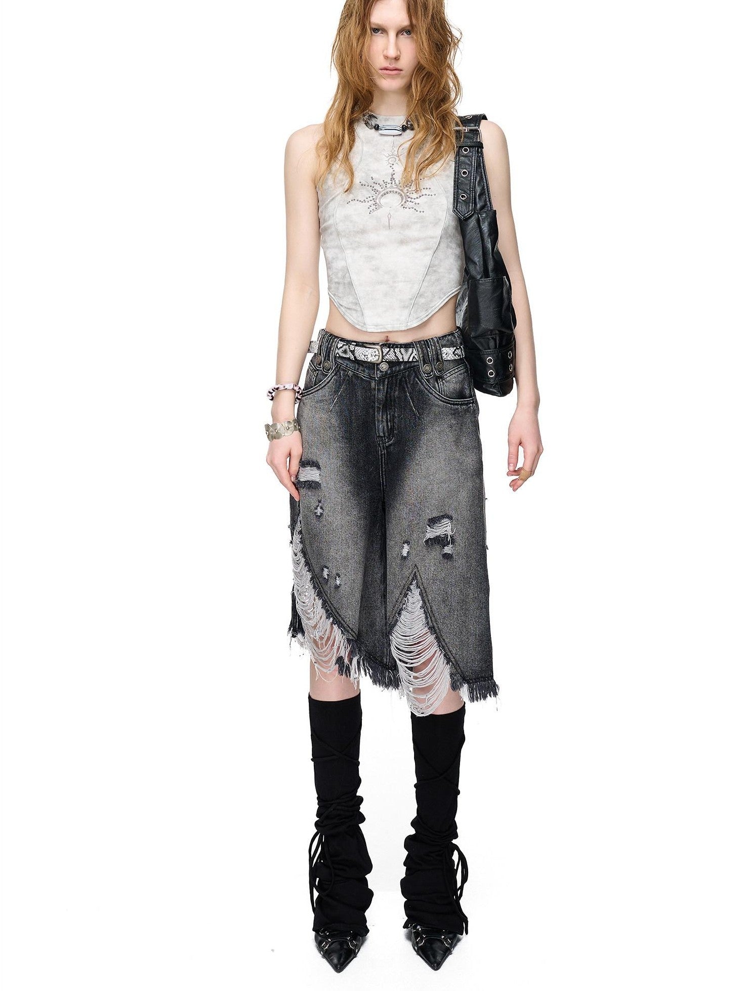 NORTH NODE Printed Hotfix Rhinestone Slimming Slim Fit Women&