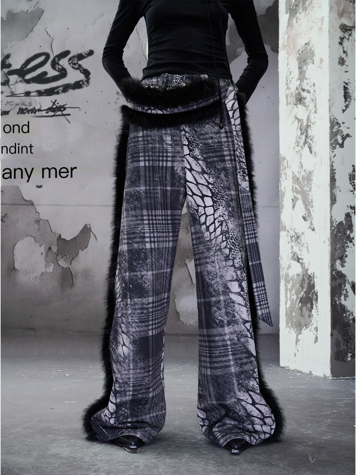 NORTH_NODE_Printed_Plaid_Patchwork_Fur_Women&