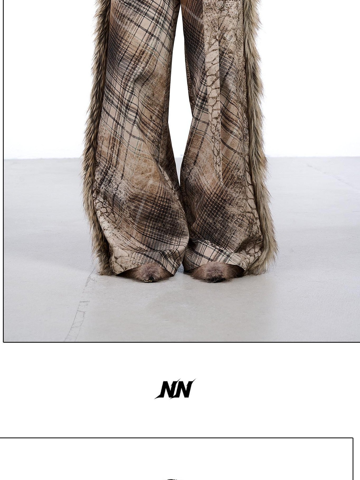 NORTH NODE Printed Plaid Patchwork Fur Women&