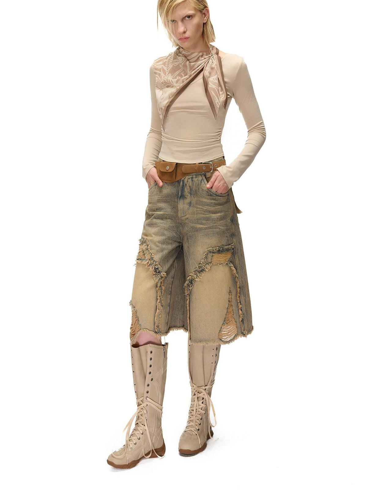 NORTH NODE Printed Scarf Panel Lyocell Cotton Women&