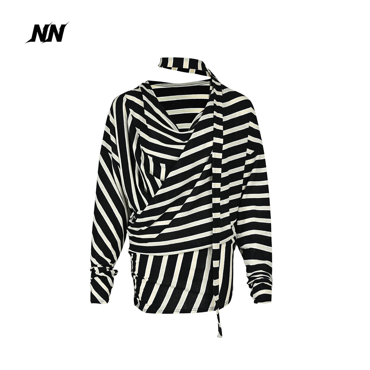 NORTH_NODE_Retro_Irregular_Stripe_Boat_Neck_Women&
