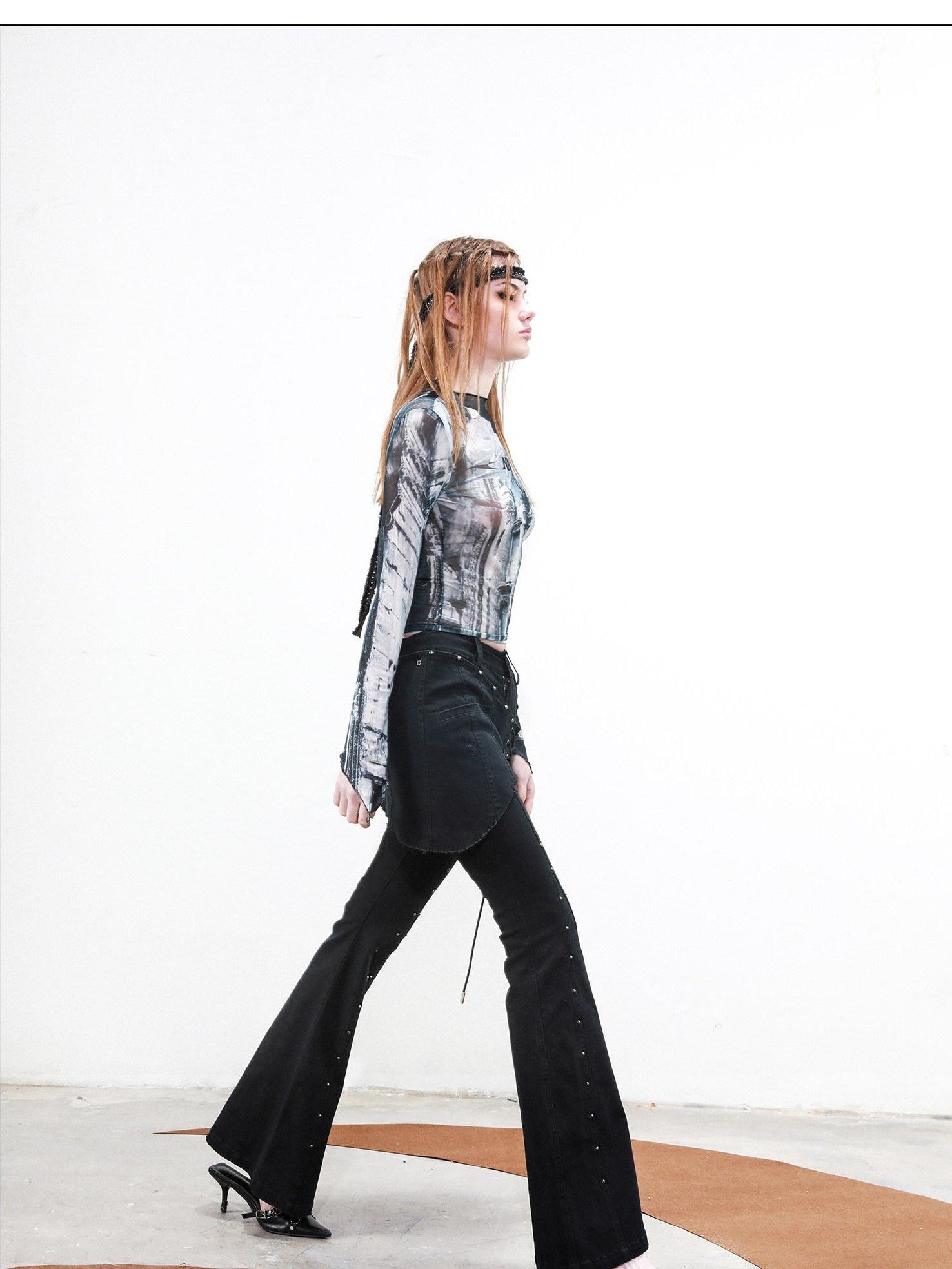 NORTH NODE Riveted Waist Belt Micro Flare Women&