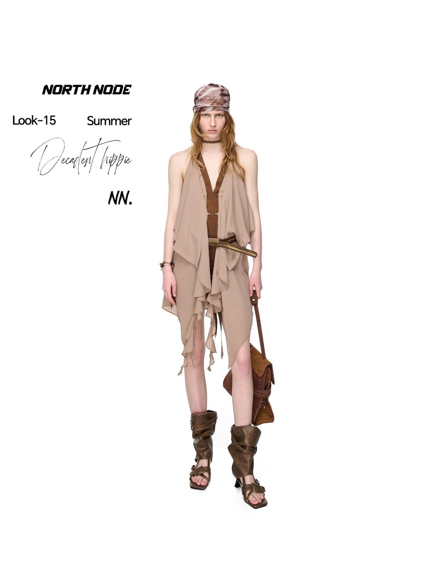 NORTH NODE Romantic Boho Ruffled Asymmetric Women&