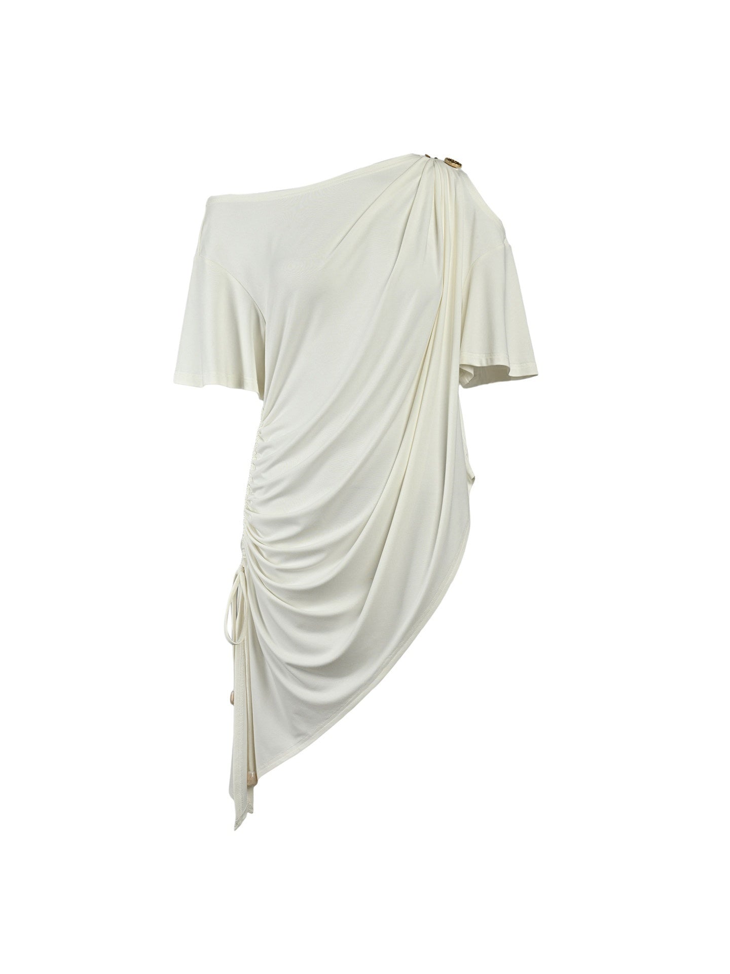 NORTH_NODE_Ruched_Asymmetrical_Off_Shoulder_Short_Sleeve_Women&