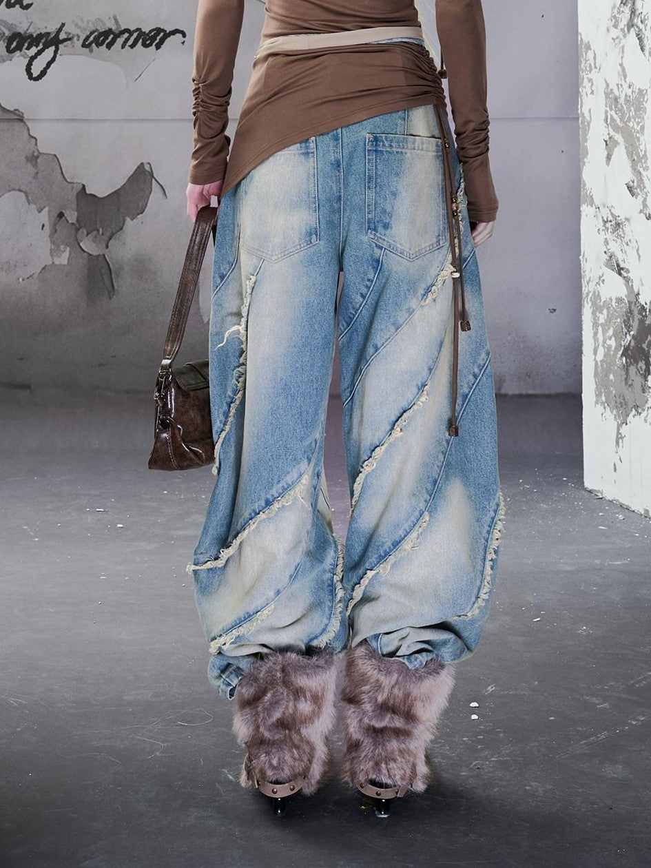 NORTH NODE Ruched Fur Collar Asymmetrical Shoulder Women&
