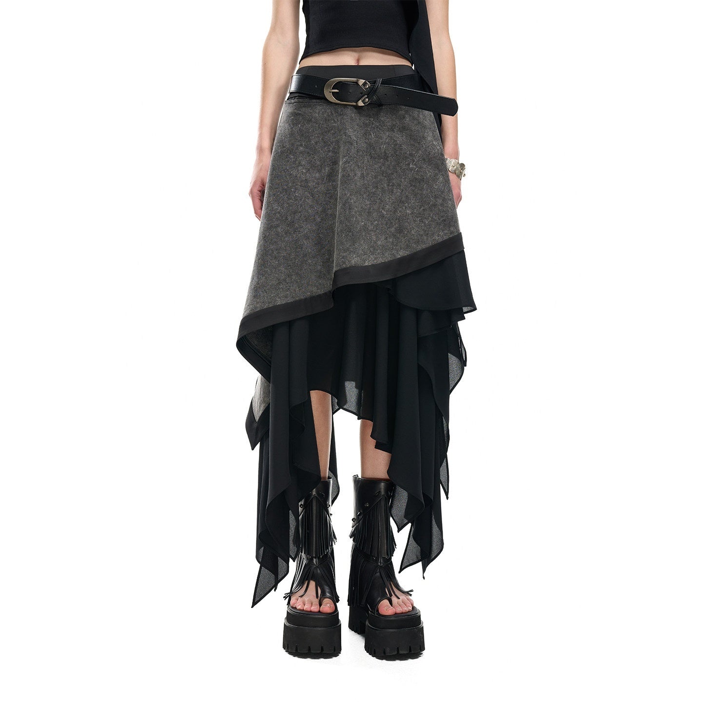 NORTH_NODE_Ruffle_Patchwork_Asymmetrical_A_Line_Women&