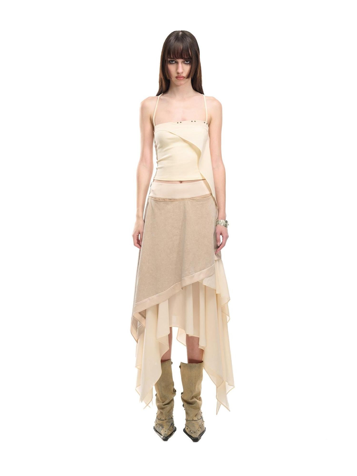 NORTH NODE Ruffle Patchwork Asymmetrical A Line Women&
