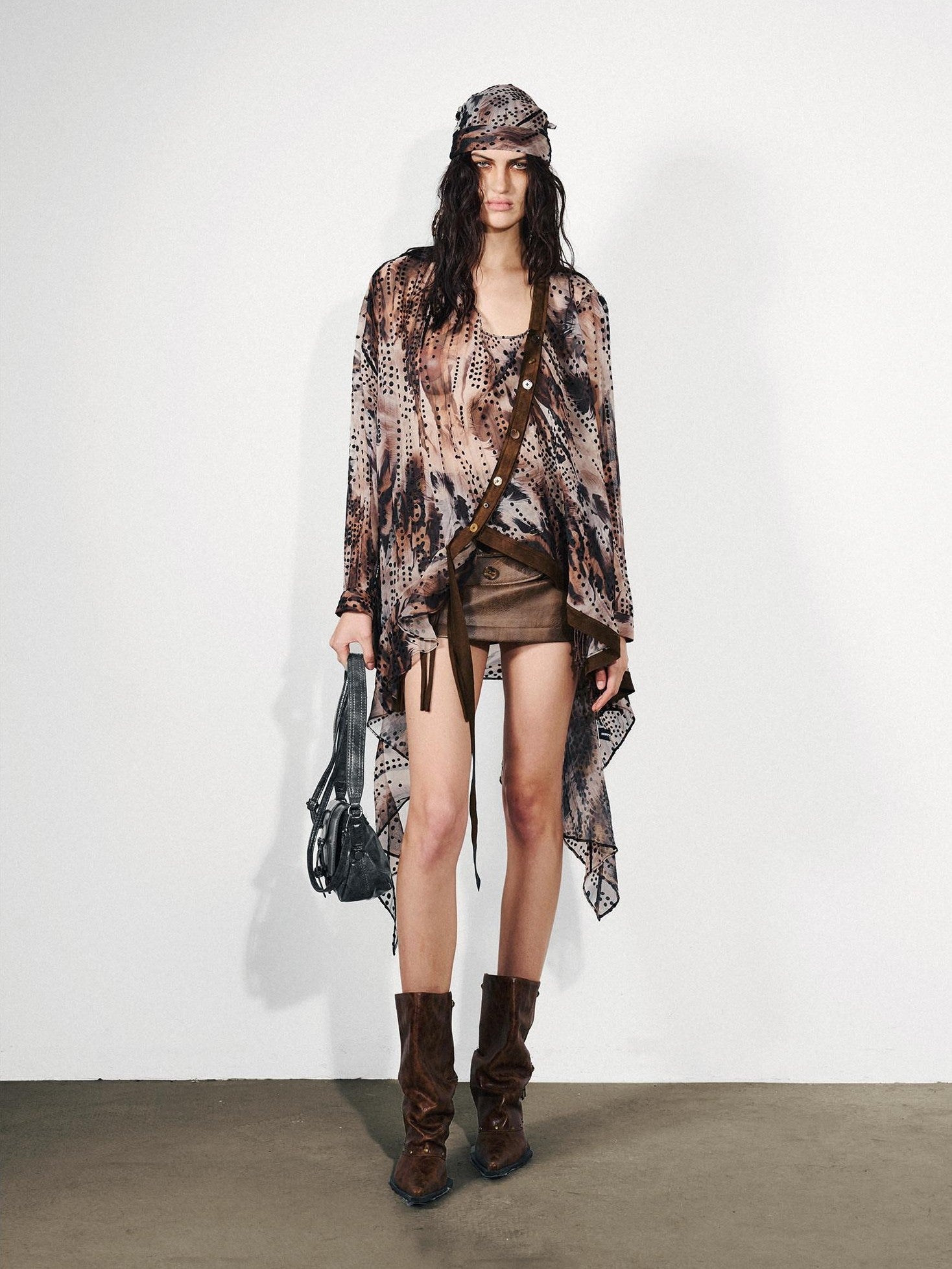 NORTH NODE Ruffled Asymmetric Convertible Long Sleeve Women&
