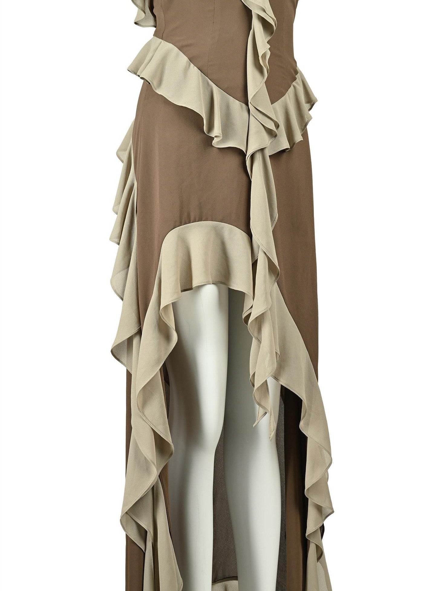 NORTH NODE Ruffled Asymmetric Spliced V-neck Women&