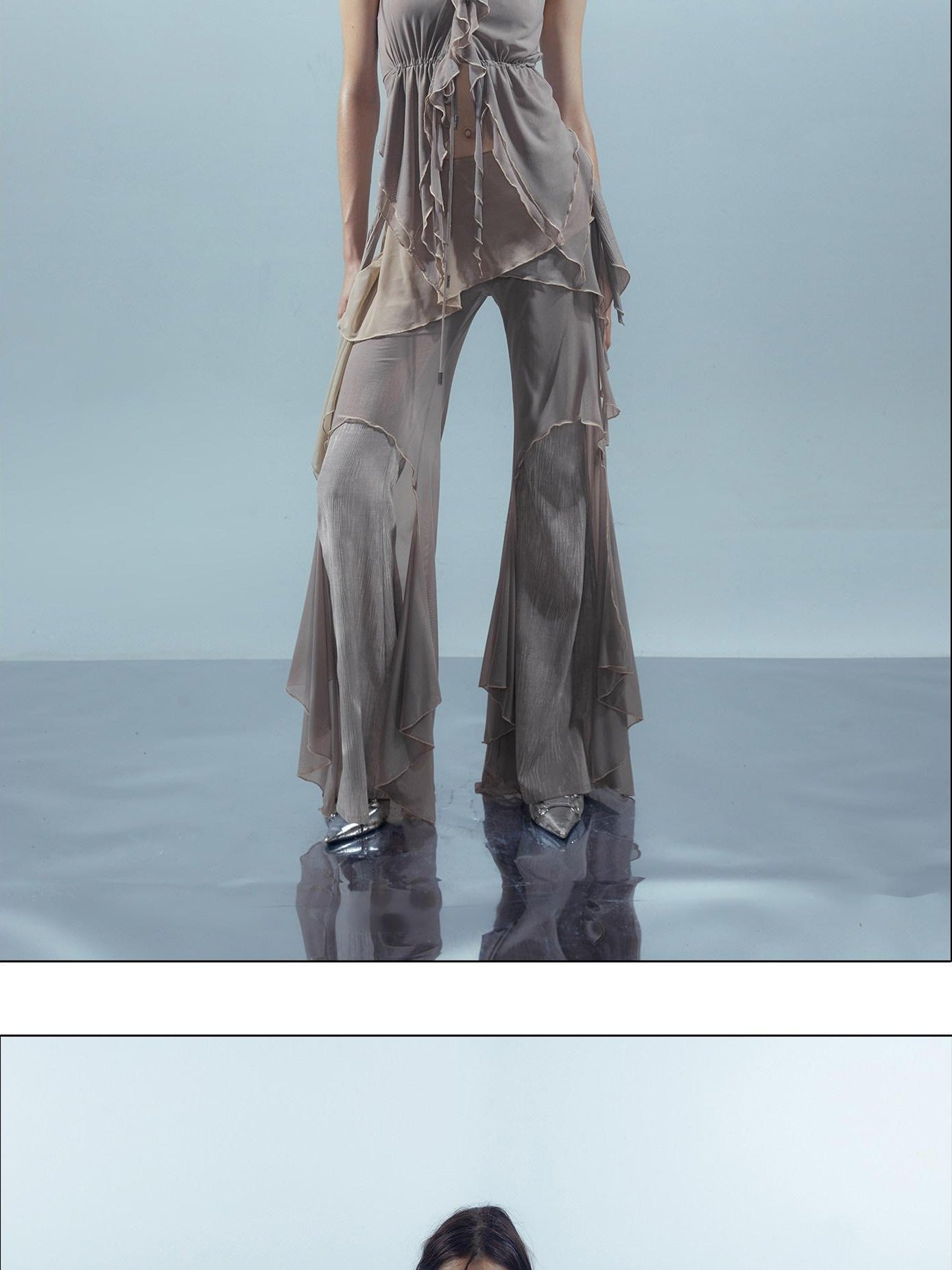 NORTH NODE Ruffled Leaf Edge Drawstring Women&