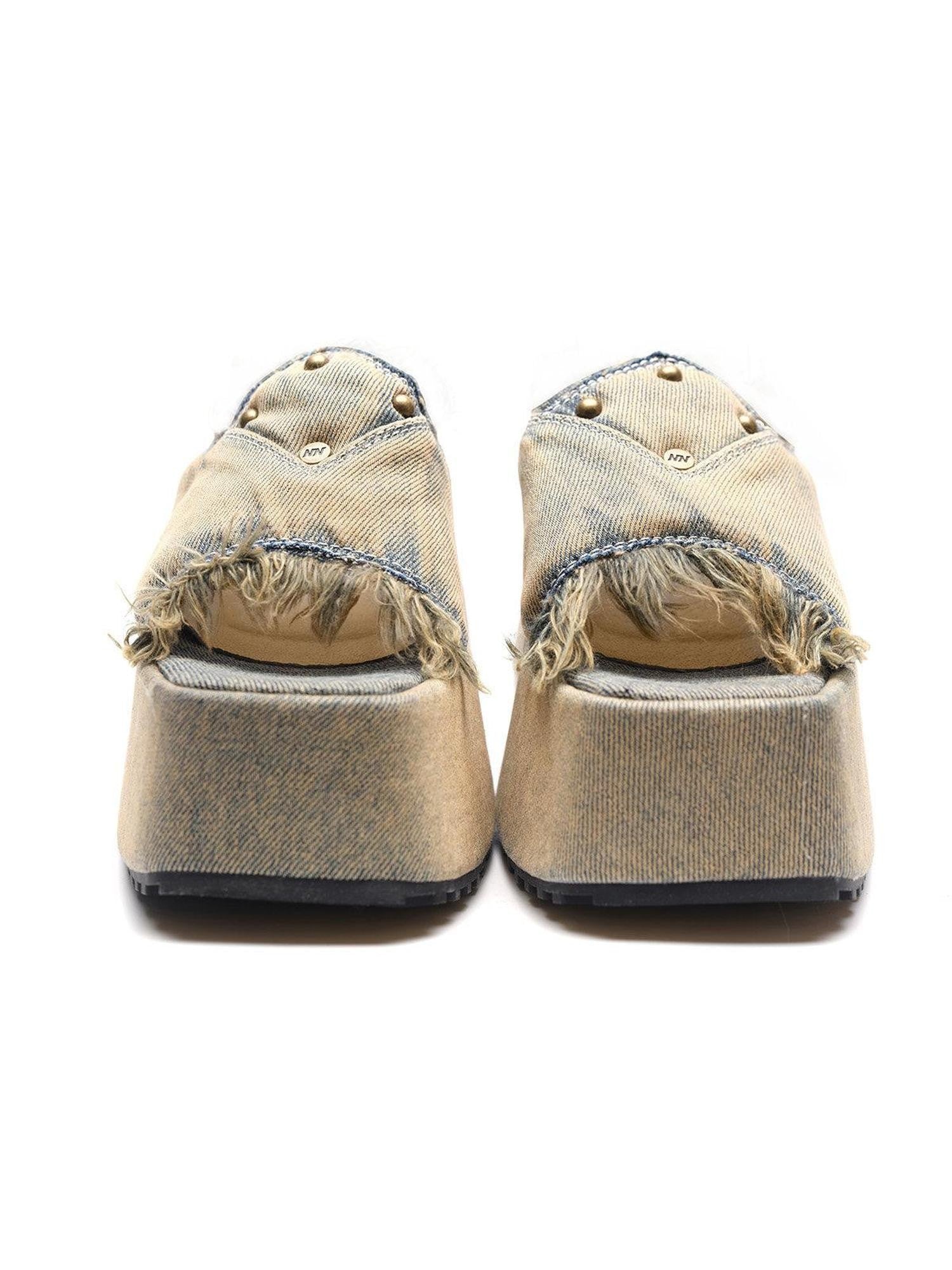 NORTH NODE Rust Wash Distressed Frayed Edge Women&