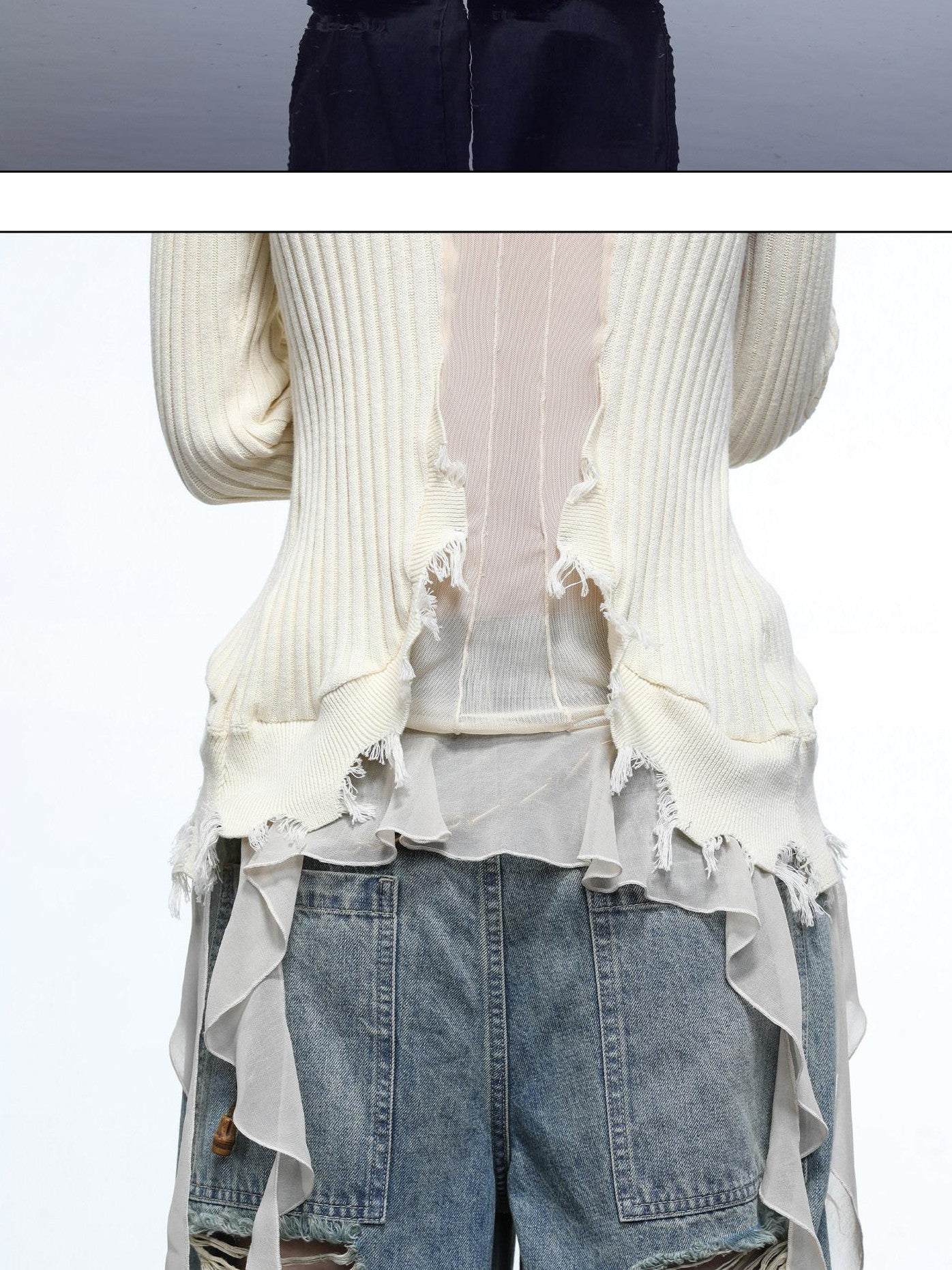 NORTH NODE Sculpted Washed Distressed Curved Cut Women&