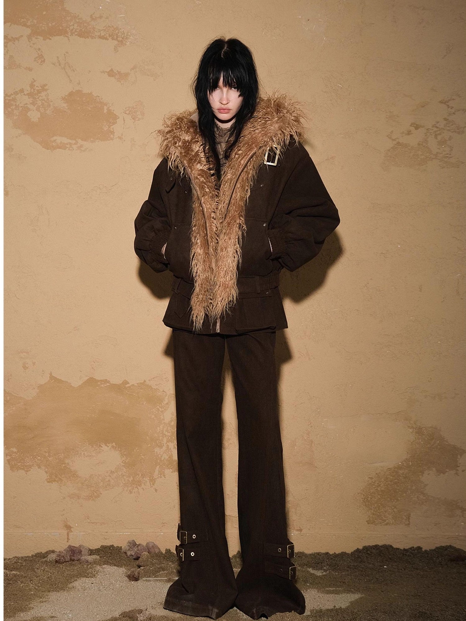 NORTH NODE Short Cropped Faux Fur Patchwork Women&