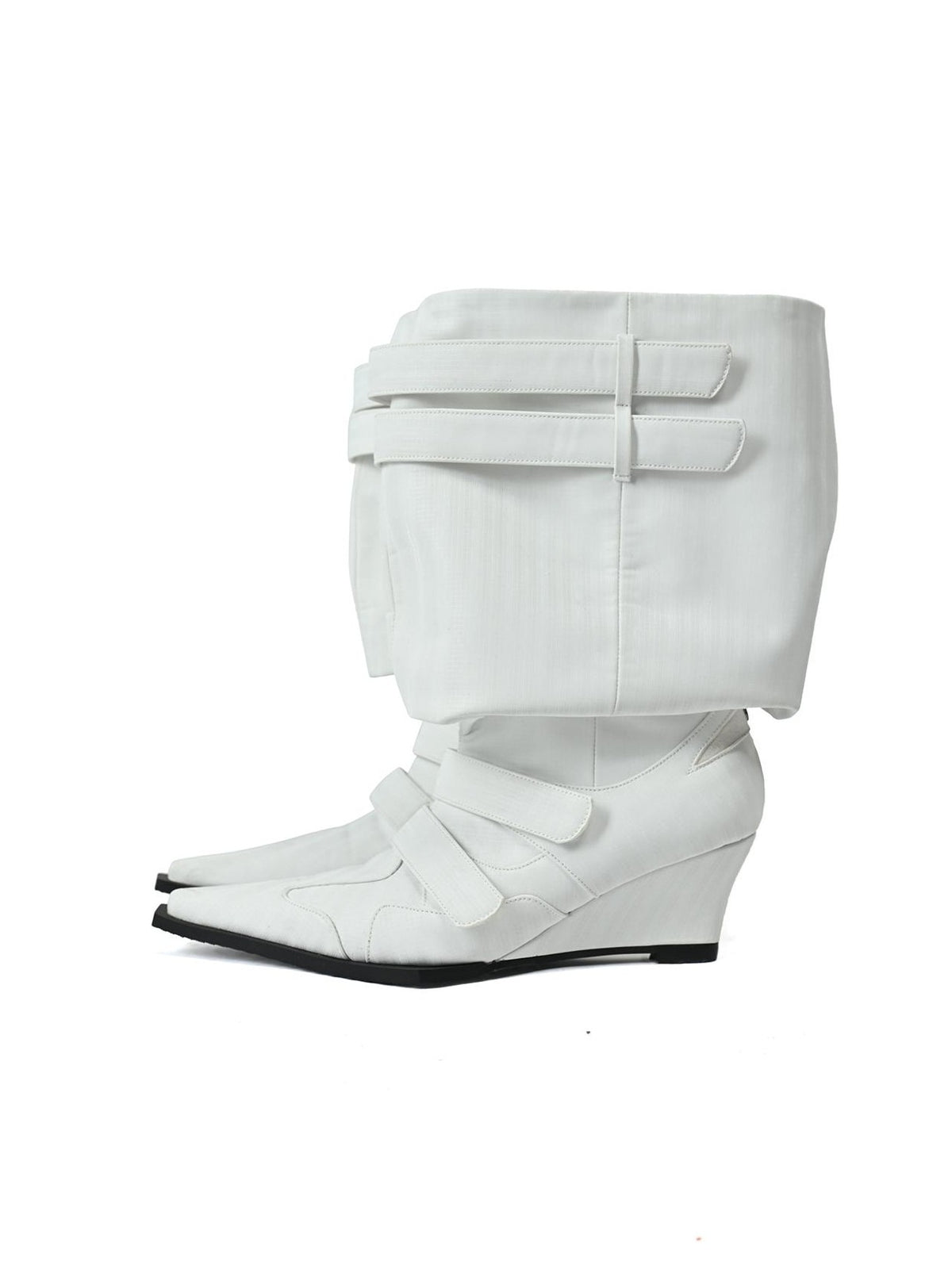 NORTH NODE Slouchy Pointed Toe Wedge Heel Belt Buckle Women&
