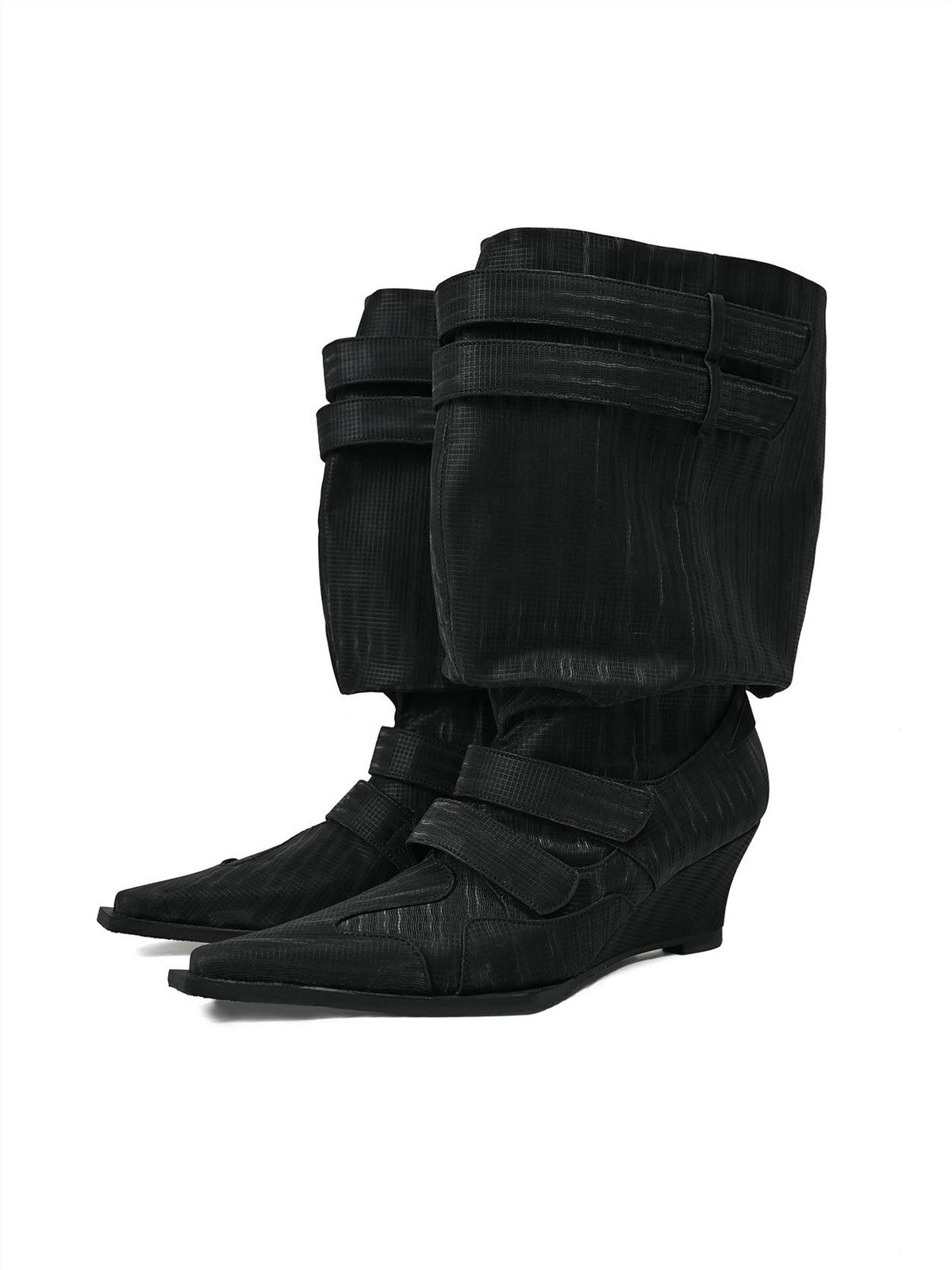 NORTH NODE Slouchy Pointed Toe Wedge Heel Belt Buckle Women&