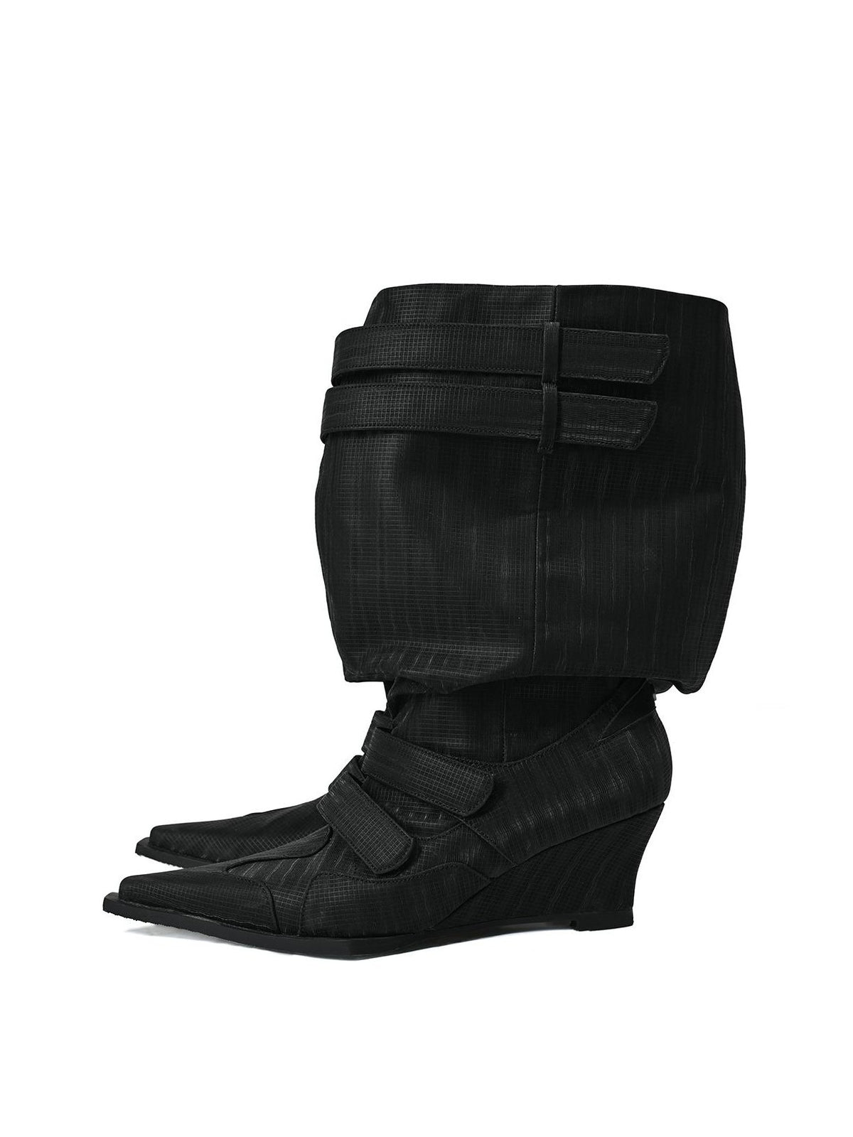 NORTH NODE Slouchy Pointed Toe Wedge Heel Belt Buckle Women&